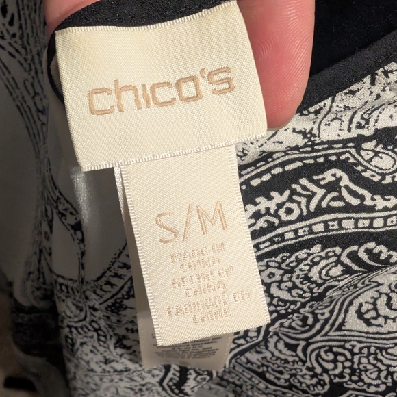 Chico's Monochrome Paisley Wrap - Picture 3 of 5